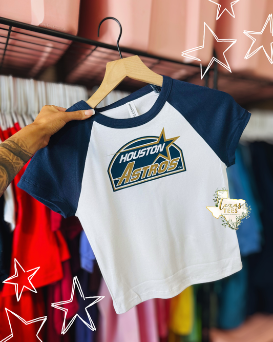 Navy/Gold Stros Baby Tee - Navy/White