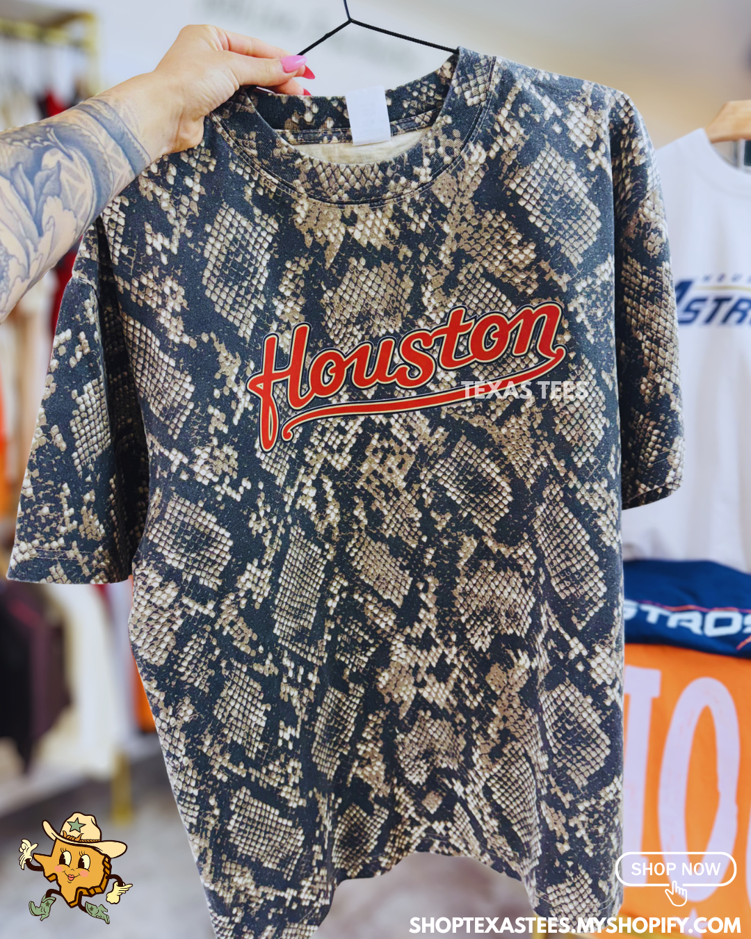 Houston Open Star Texas - Rattlesnake Tee Oversized