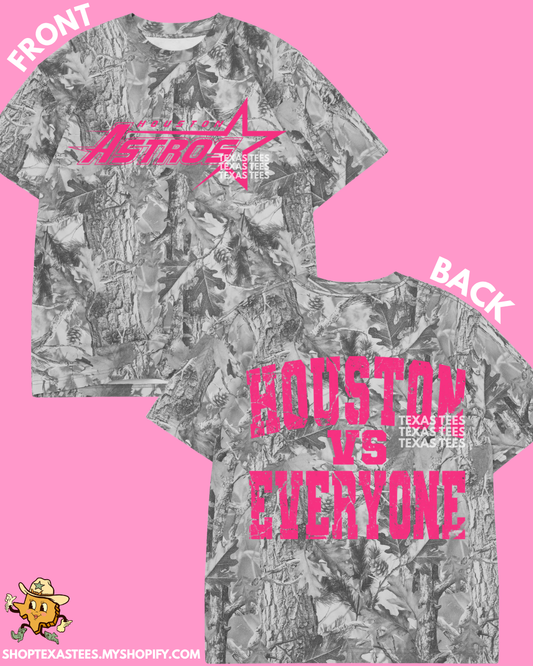 HA Old School Houston Vs. Everyone HOT PINK - Graywash Camo Heavyweight Oversized Tee (Copy)