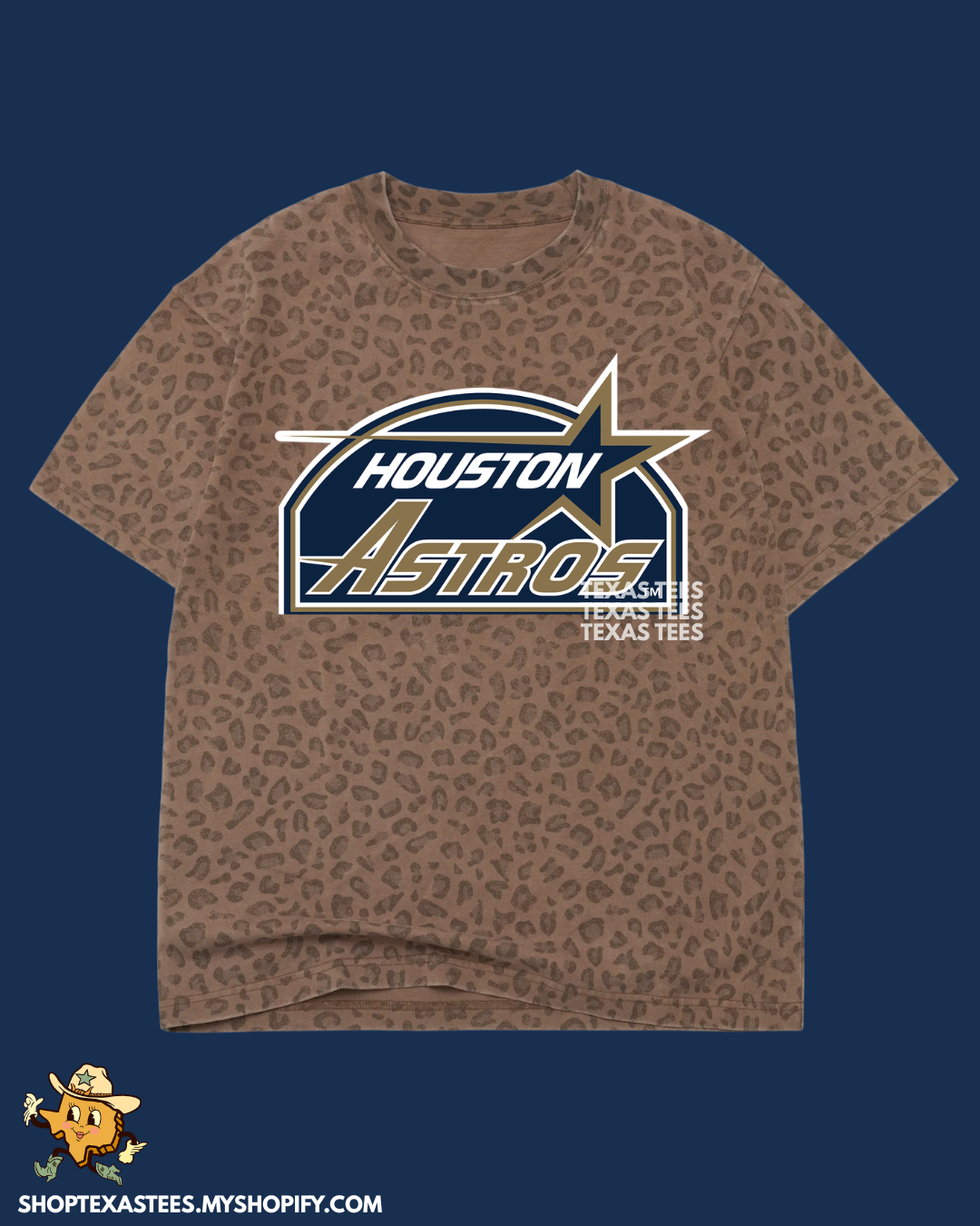 '94 Navy/Gold - Leopard Brown Heavyweight Oversized Tee