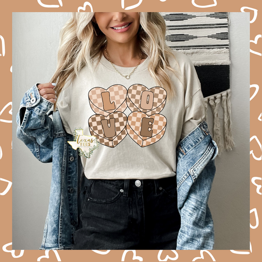 LOVE checkered Hearts
