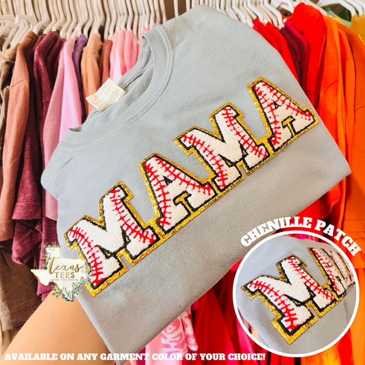 BASEBALL MAMA - CHENILLE PATCH - LIMITED QUANTITY NO RESTOCK
