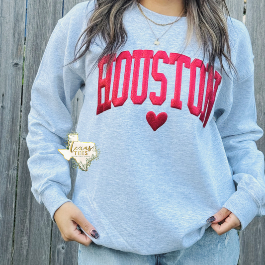 Houston Heart - Red Glitter Puff