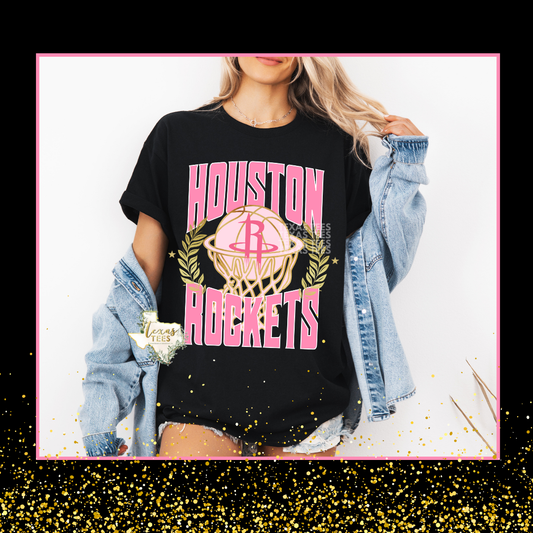 Gold & Pink Basketball Graphic