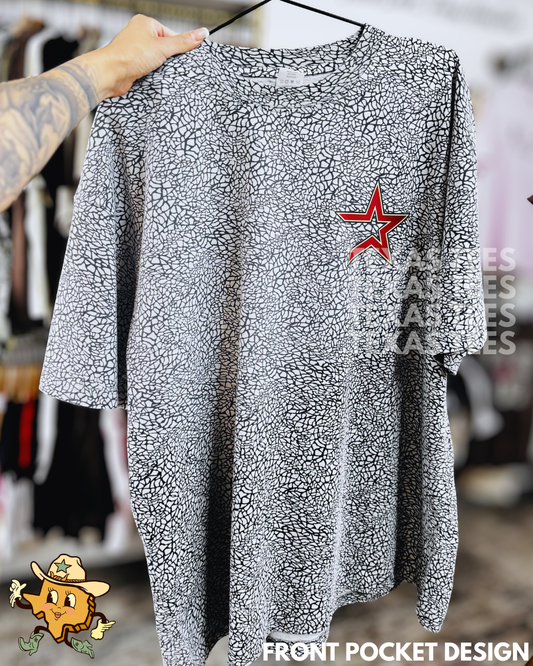 Open Star Texas Brick Red- Elephant Skin Heavyweight Oversized Tee