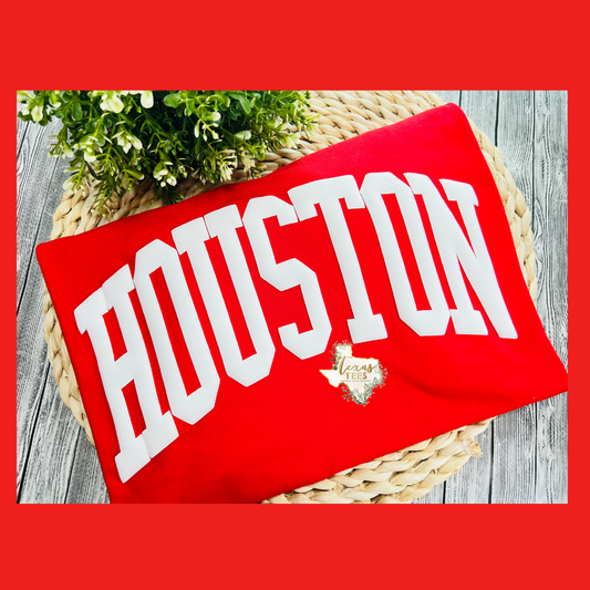 Copy of Houston Puff - White on Cherry Red