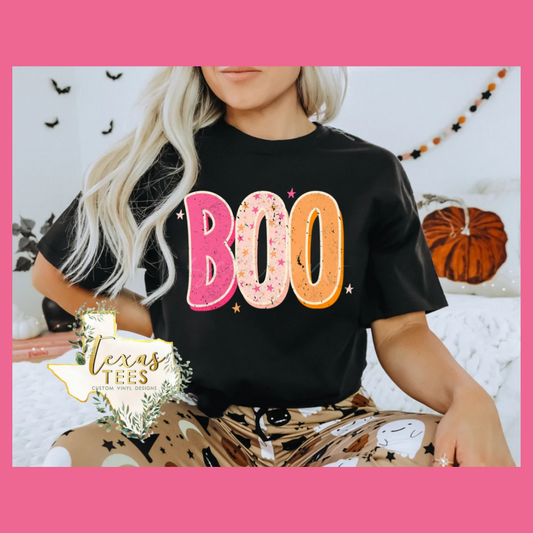 BOO Tee - pink and orange