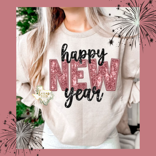 Happy New Year - Faux Embroidery/ Faux Glitter