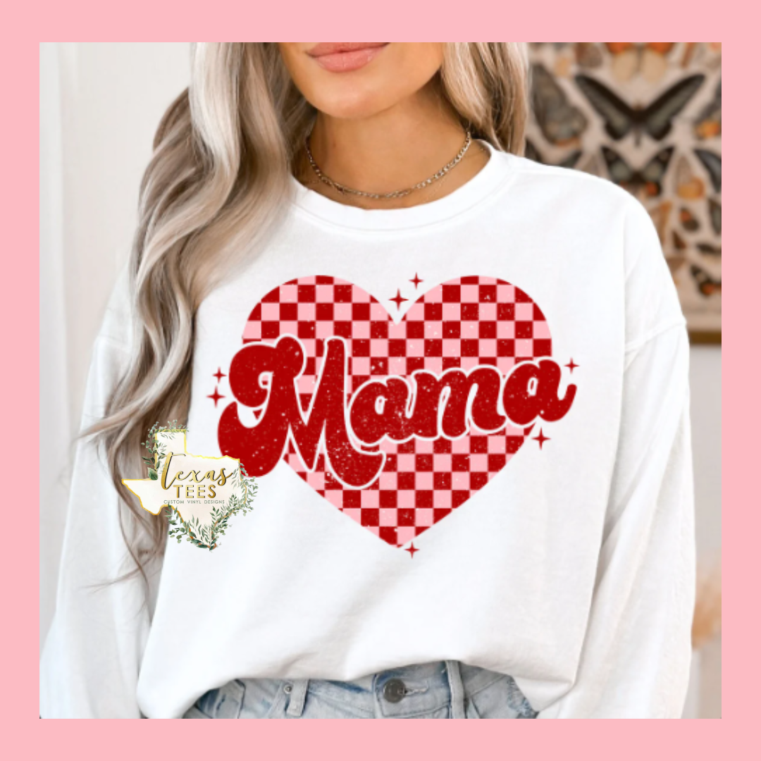 Mama Checkered Heart