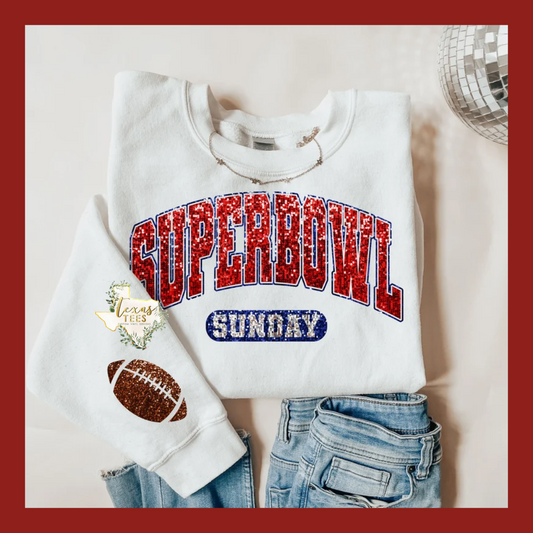 Superbowl Sunday with sleeve design - Faux Glitter