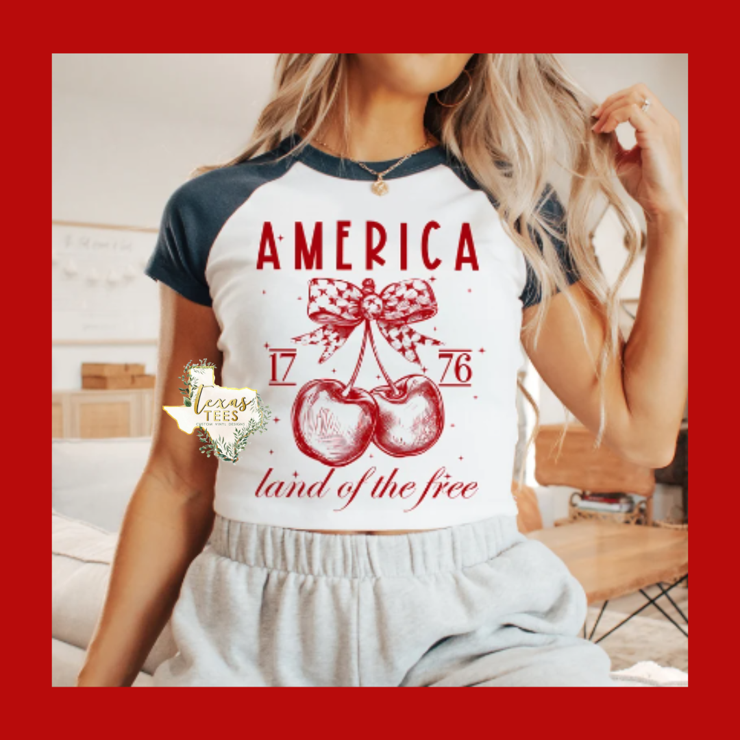 Land of the free - Baseball Baby Tee: Navy/White