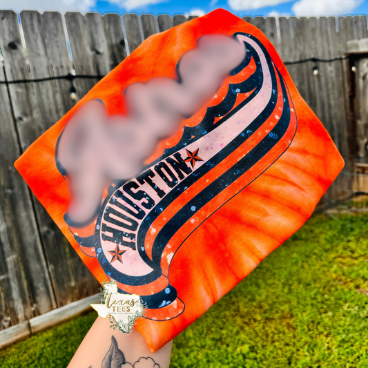 Houston Glitter Orange Tie Dye Tee