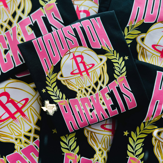Gold & Pink Basketball Graphic