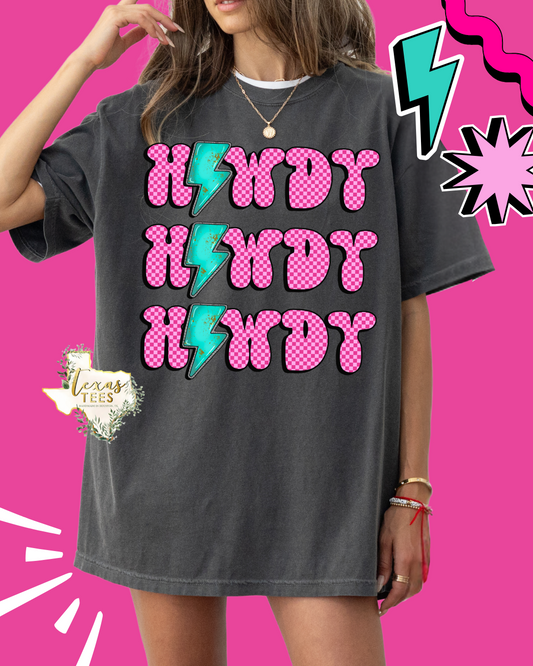Howdy Retro Checkered - Gray Garment Options