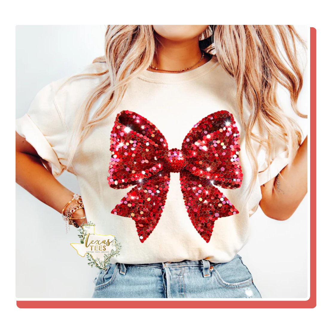 Red Glitter Bow - ADULT SIZES