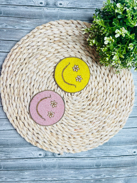 Smiley Beaded Cup Coasters