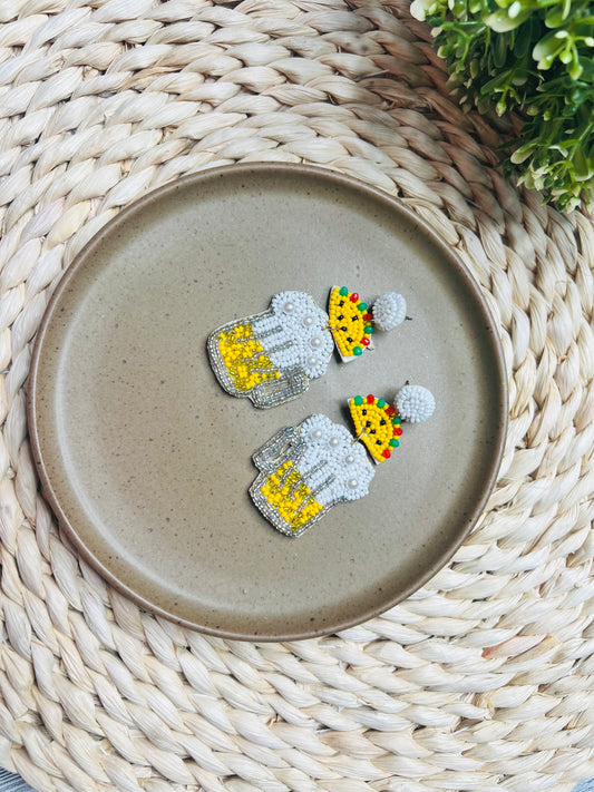 Beer Mug Beaded Earrings