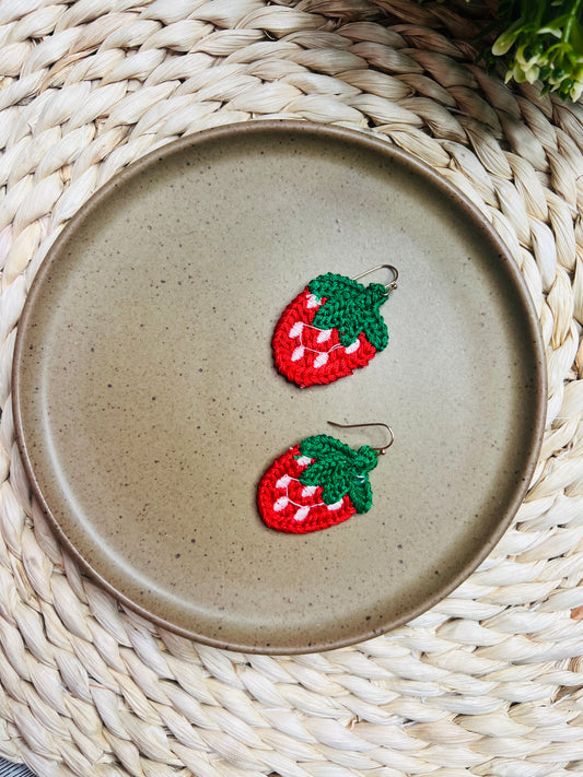 Knitted Strawberry Earrings