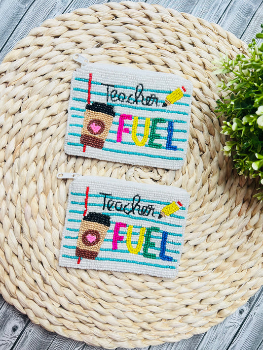Teacher Fuel Beaded Coin Pouches
