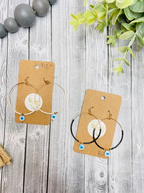 Evil Eye Hoop Dangles