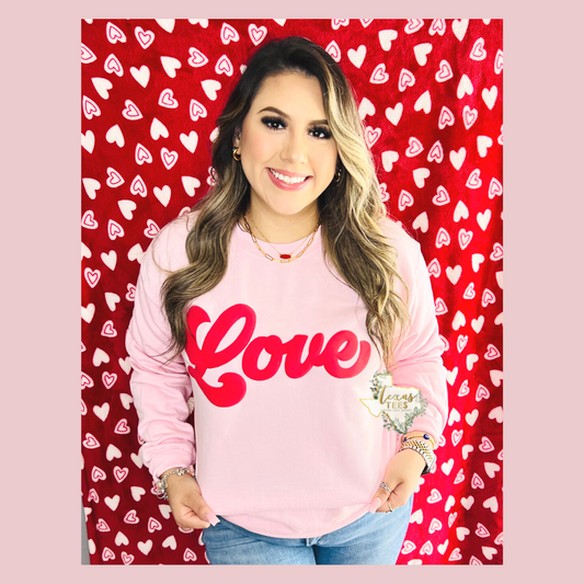 Love Puff - Red on Light Pink