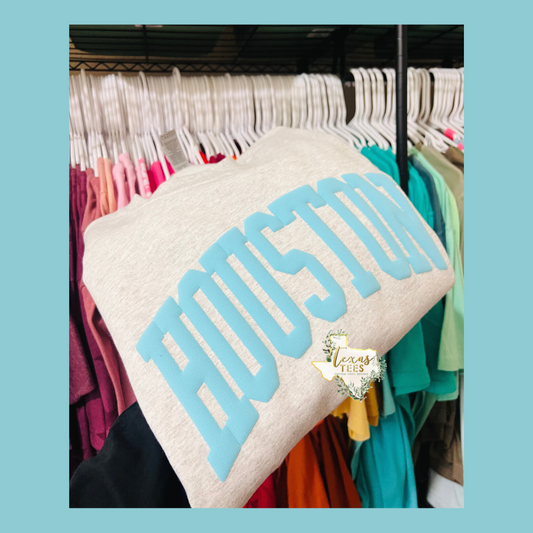 Houston Puff Design - Teal on Ash Gray