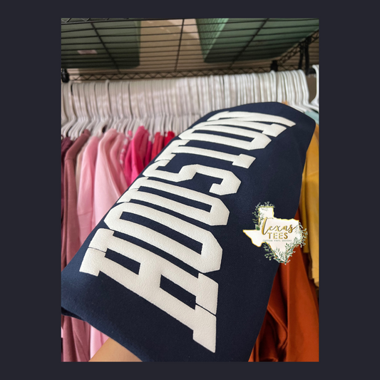 Houston Puff Design - White on Navy